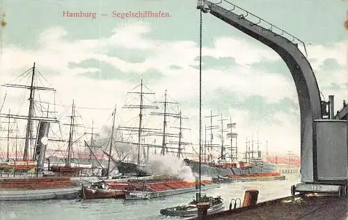 A026 Deutschland Hamburg Dampfschiffe Hafen Vintage Postkarte