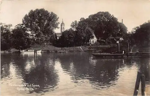 L090 Deutschland 1932 Fürstenwalde Spree Partie Dampfschiff RPPC Vintage Postkarte