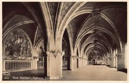 L089 Deutschland Bad-Aachen Rathaus Kaisersaal Rathaus Innenraum RPPC Postkarte