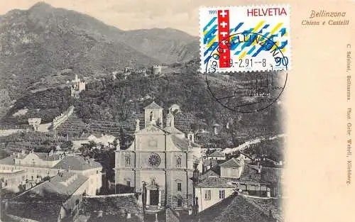 L300 Schweiz Schloss Bellinzona Chiesa e Castelli Vintage Postkarte
