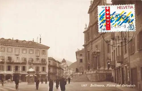 L300 Schweiz Bellinzona Piazza del Cattedrale Birraria Federale Postkarte