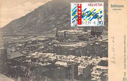 L300 Schweiz Bellinzona Colla Neve Schnee Vintage Postkarte