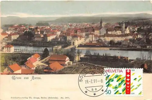 L298 Schweiz Gruss aus Aarau alte Postkarte.