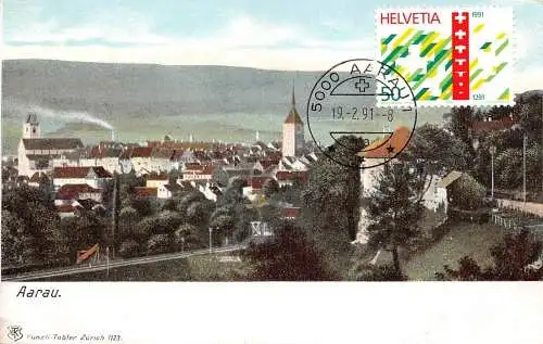 L298 Schweiz Aarau Litho Vintage Postkarte.