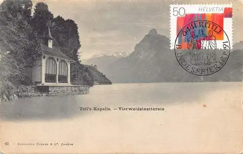 L299 Schweiz Tell's Kapelle Vierwaldstättersee Seekapelle Vintage Postkarte