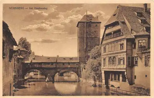 Deutschland Nürnberg Am Henkersteg Brückenturm Vintage Postkarte