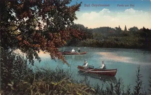 Deutschland Bad Oeynhausen Partie am Siel Boote Vintage Postkarte