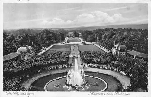 Deutschland Bad Oeynhausen 1932 Panorama vom Kurhaus Brunnen Vintage Postkarte