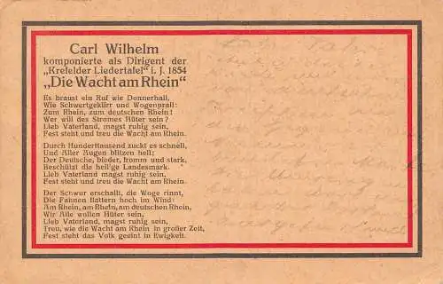 Gedicht Die Wacht am Rhein von Carl Wilhelm 1914 alte Postkarte
