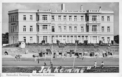 Deutschland 1955 Nordsee Strand Norderney Vestliches Kinderheim Vintage Postkarte