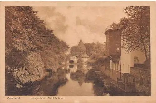Deutschland Osnabrück Hasepartie mit Pernickelturm Vintage Postkarte