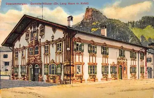 Deutschland Oberammergau Gealte Haeuser Lang Haus Vintage Postkarte