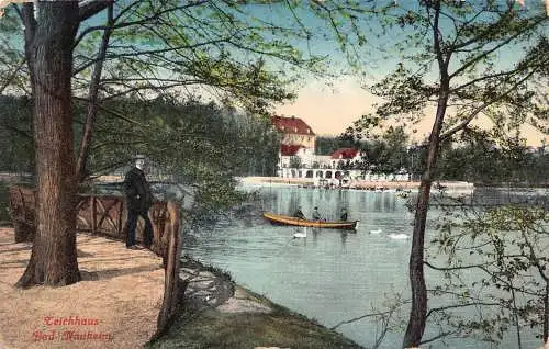 Deutschland 1914 Bad Nauheim Teichhaus Boot Schwanensee 1. Weltkrieg Feldpostkarte