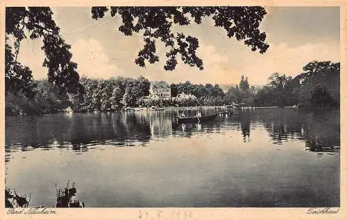 Deutschland Bad Nauheim Teichhaus See Boot Vintage Postkarte