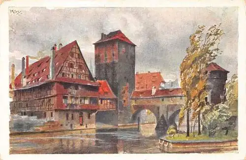 Deutschland Nürnberg Henkersteg Gesamtansicht Kunst Vintage Postkarte