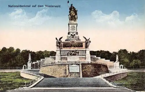 Deutschland Nationaldenkmal auf dem Niederwald Vintage Postkarte