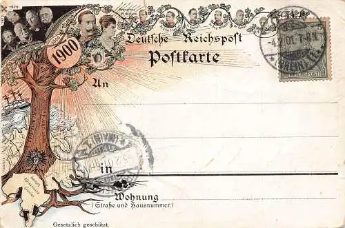 Deutschland 1901 Königsbaum Afrikanische Kolonien Kaiser Wilhelm II Litho Postkarte