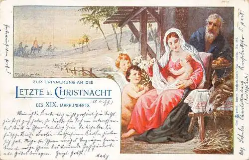 Österreich PO in der Türkei 1899 Religiöse Szene Krippe Jesus Engel Postkarte