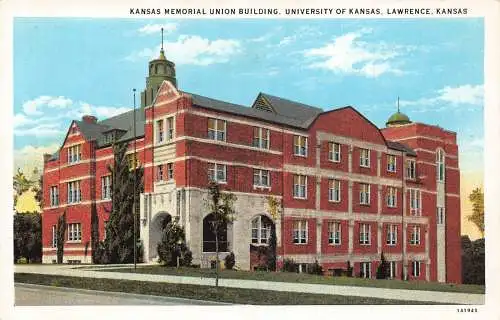 A987 US Kansas Memorial Union Building University Lawrence Vintage Postkarte
