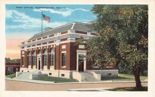 A987 US Missouri Post Office Warrensburg Vintage Postkarte