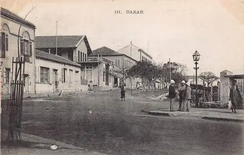 Senegal Street View of Dakar Lamp Pole Vintage Postkarte