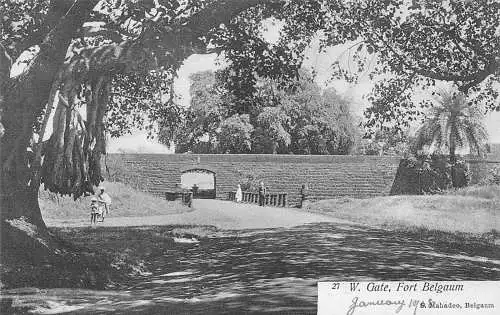 A998 Indien Fort Belgaum W Gate 1908 Vintage Postkarte