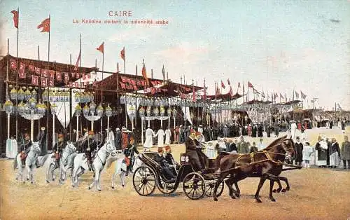 A999 Ägypten Kairo Khedive Besuch der Feierlichkeitskutsche Vintage Postkarte