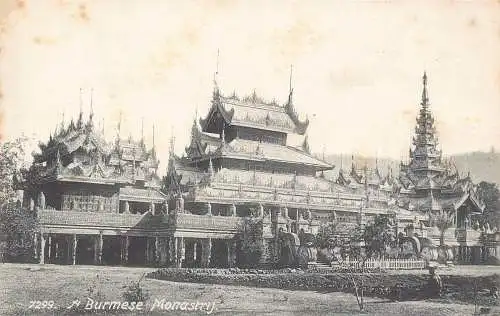 A999 Myanmar Burma Burmesischer Kloster Tempel Vintage Postkarte