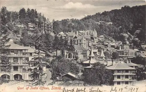 A997 Indien 1904 Regierung von Indien Büros Simla Vintage Postkarte