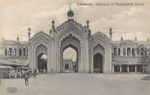 A997 Indien Lucknow Tor von Husainabad Bazar Vintage Postkarte