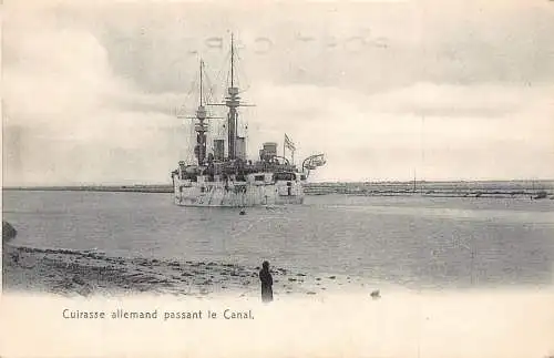A992 Ägypten Cuirasse allemand passant le Canal Steamboat Vintage Postkarte