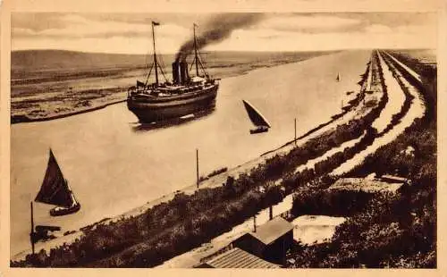 A992 Ägypten Dampfschiff Dampfer betritt den Kanal bei Port Said Vintage Postkarte