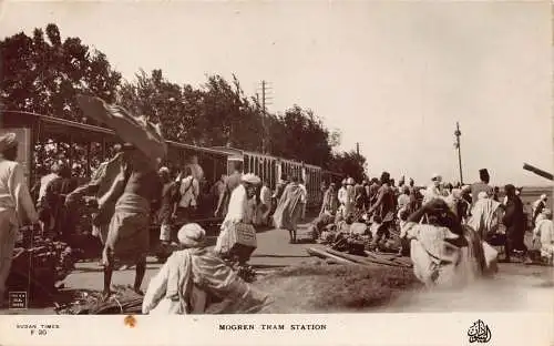 A992 Ägypten Mogren Straßenbahnstation Ureinwohner Ethno RPPC Vintage Postkarte