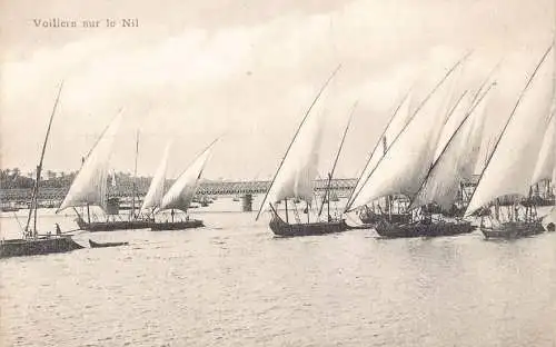 A992 Ägypten Voiliers sur le Nil Nil Segelboote Vintage Postkarte