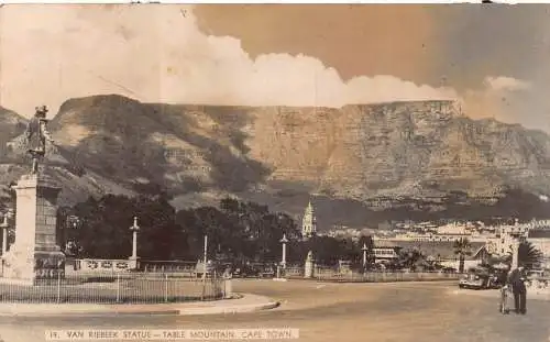Südafrika Van Riebeek Statue Tafelberg Kapstadt Vintage Postkarte