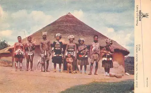 Südafrika Natal Zulu Kraal Stamm ethnische traditionelle Kleidung Hütte Postkarte