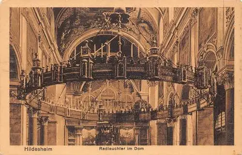 Deutschland Hildesheim Radleuchter im Dom Kronleuchter Vintage Postkarte