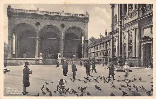Deutschland München Feldherrnhalle Taubenplatz Vintage Postkarte