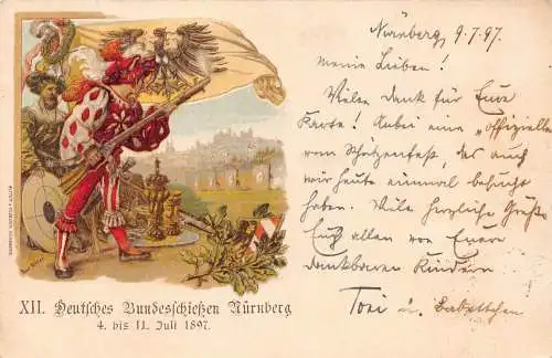 Deutschland 1897 Nürnberg XII Deutsches Bundesschiessen Ziel Riffelfest Postkarte