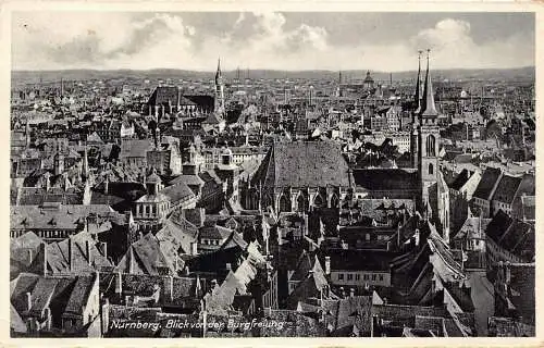 Deutschland 1938 Nürnberg Blick vor der Burgfreiheit alte Postkarte