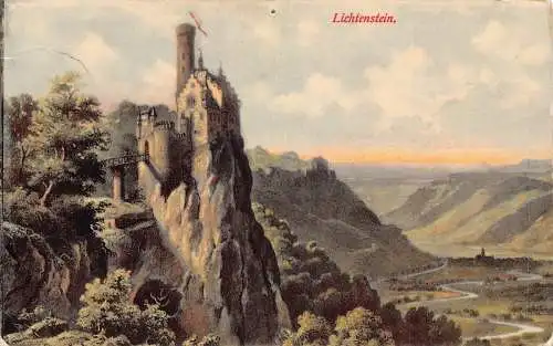 A204 Deutschland 1908 Schloss Lichetnstein Vintage Postkarte