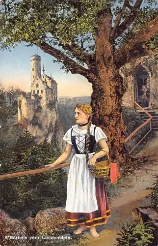 A198 Deutschland 1911 Trachtenmädchen S'Baerbele vom Lichetnstein Postkarte