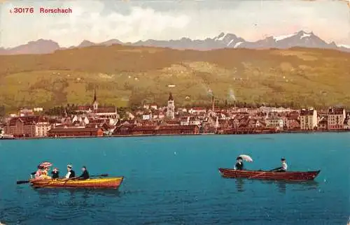 A202 Schweiz Rorschach Boote See Berg Postkarte