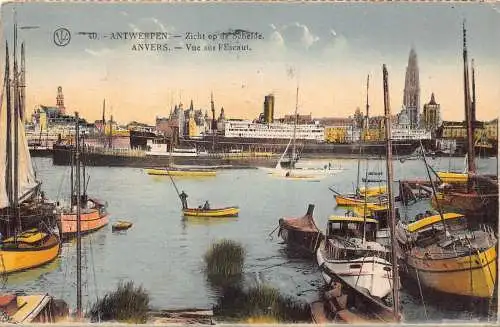 A205 Belgien 1930 Anvers Antwerpen Hafenansicht Dampfschiff Postkarte