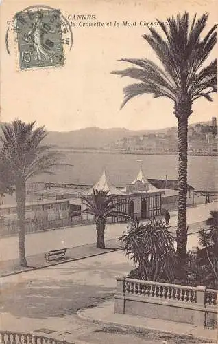 L125 Frankreich 1919 Cannes Croisette et le Mont Chevalier Palmen Vintage Postkarte