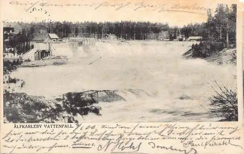 A225 Schweden 1906 Alfkarleo Wasserfall Vintage Postkarte