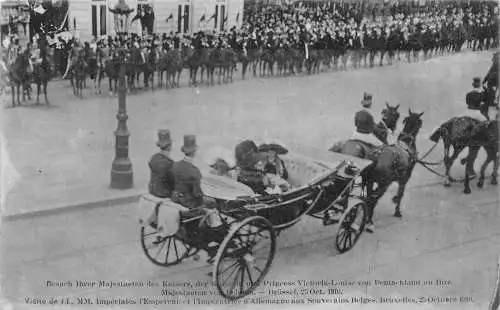 L064 Deutschland 1910 Kaiser Wilhelm II Kaiserin Augusta Bruxelles Besuchspostkarte