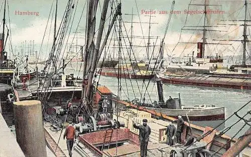 A026 Deutschland Hamburg Party aus Segelschiffhafen Dampfschiffe Vintage Postkarte