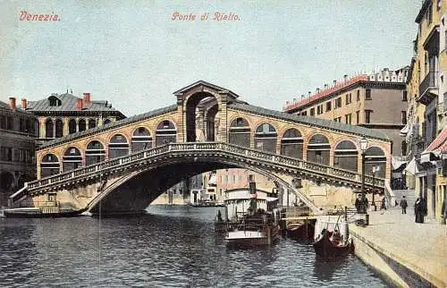 A039 Italien Venezia Venedig Ponte di Rialtobrücke Dampfer Gondel Postkarte