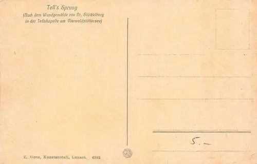 L297 Schweiz Tell's Sprung Gemälde in Tellskapelle Boot Donner Postkarte